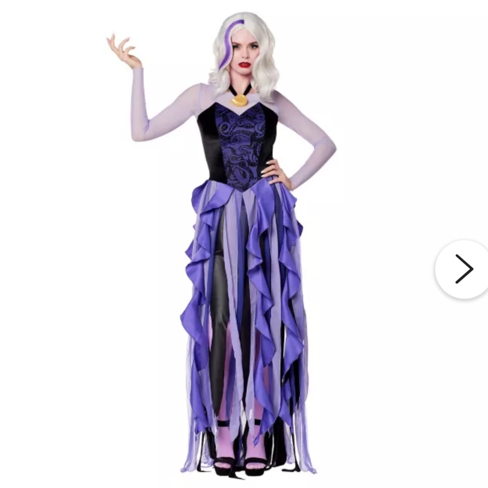 Disney Purple & Black Long Sleeve Ruffled Gown